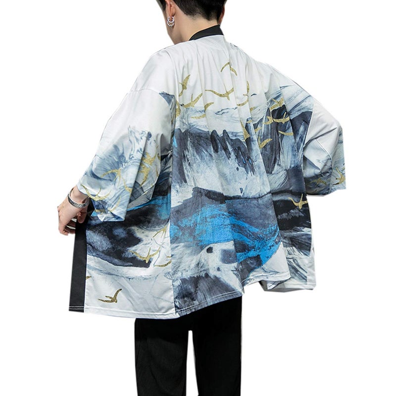 Seidarise Men's Haori Jacket Kimono Cardigan Yukata Noragi Happi Coat - Image 1